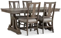 Heron Cove Light Tone Trestle Rectangular Table & 4 Wood Chairs