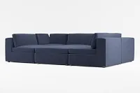 Destin Joya Dark Blue Velvet 6-piece Pit Sectional