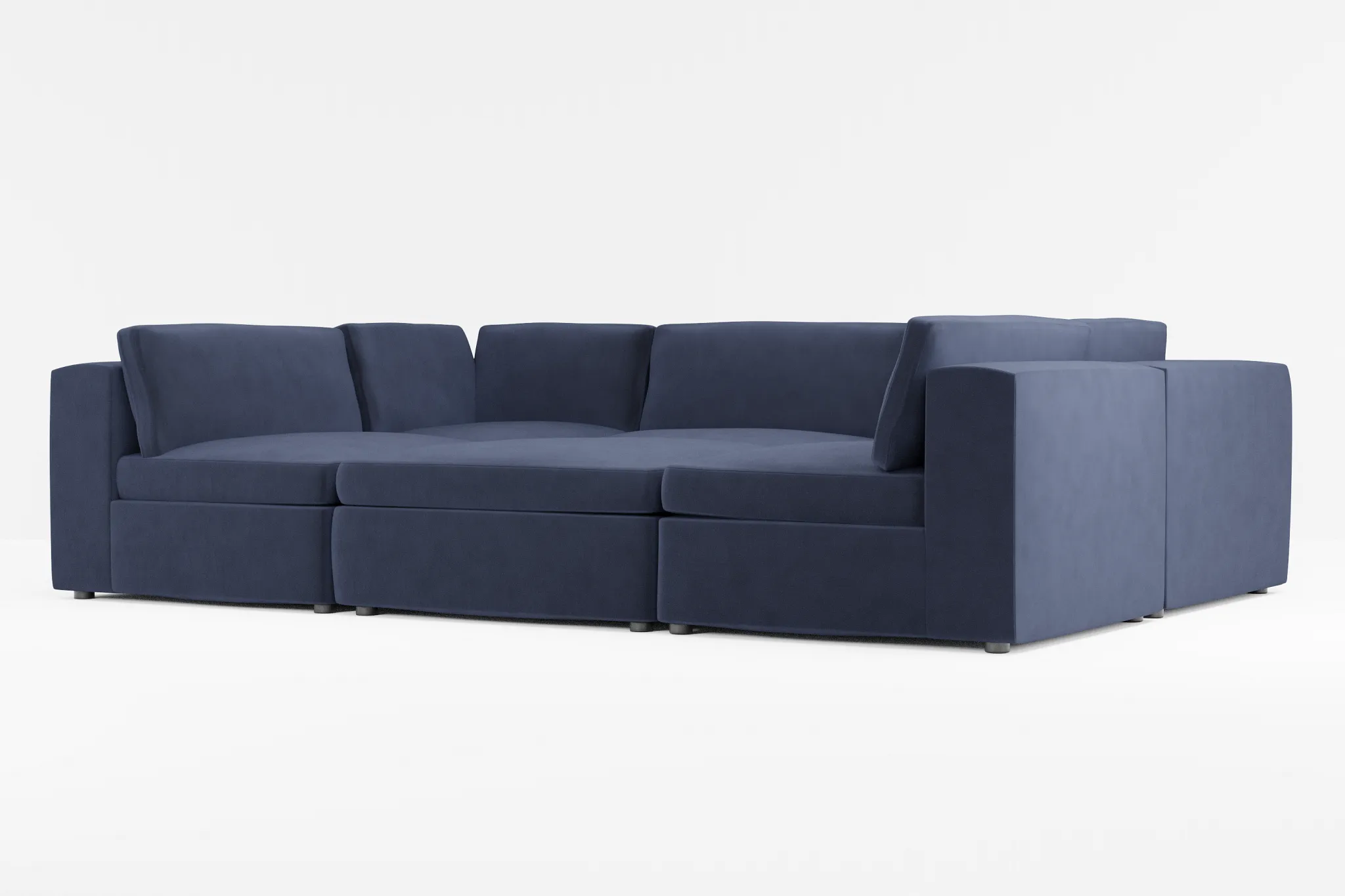 Destin Joya Dark Blue Velvet 6-piece Pit Sectional