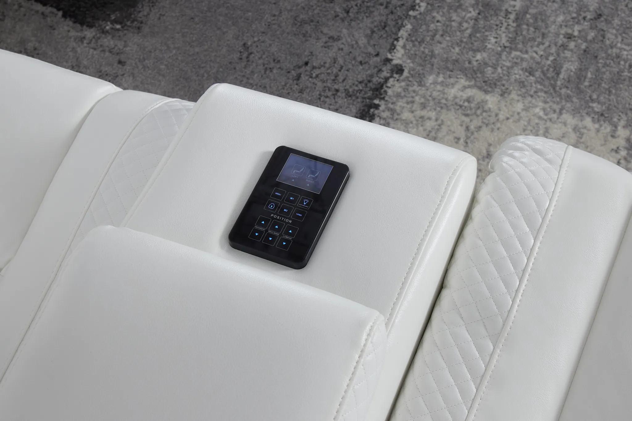 Troy White Micro Left Console Love Reclining Sectional