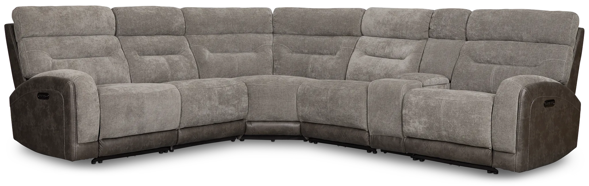 Travis Gray Fabric Medium Dual Power 2-arm Reclining Sectional