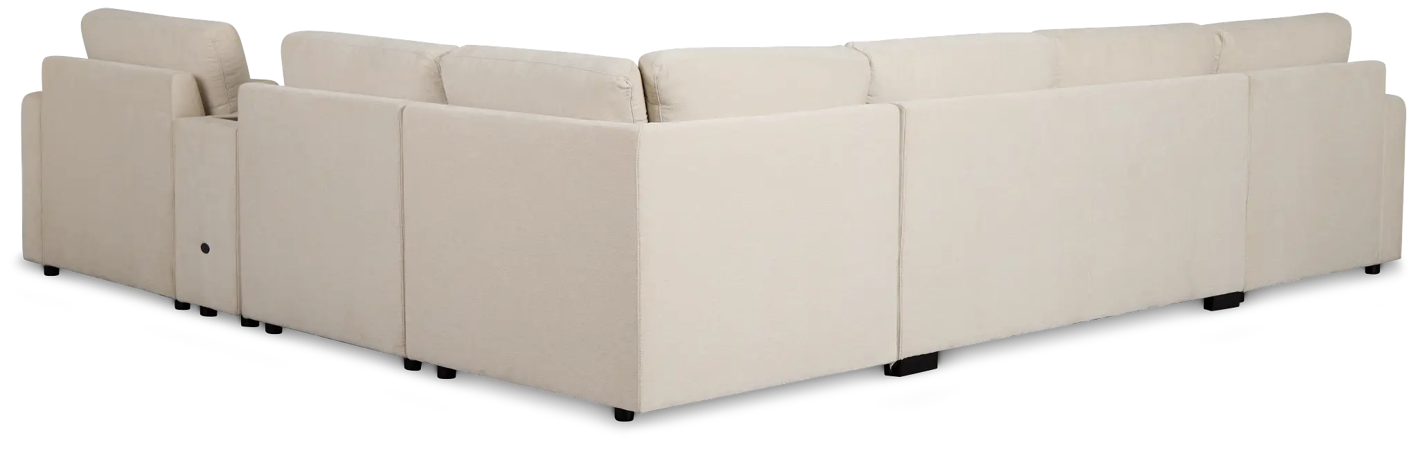 Addie Beige Fabric Medium Left Chaise Sleeper Sectional With Console Addie Beige Fabric Medium Left Chaise Sleeper Sectional With Console