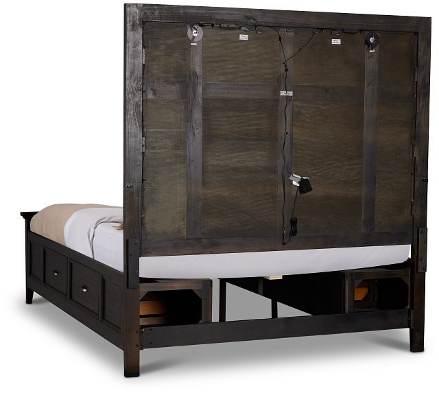 Heron Cove Dark Tone Storage Panel Bed With Lights
