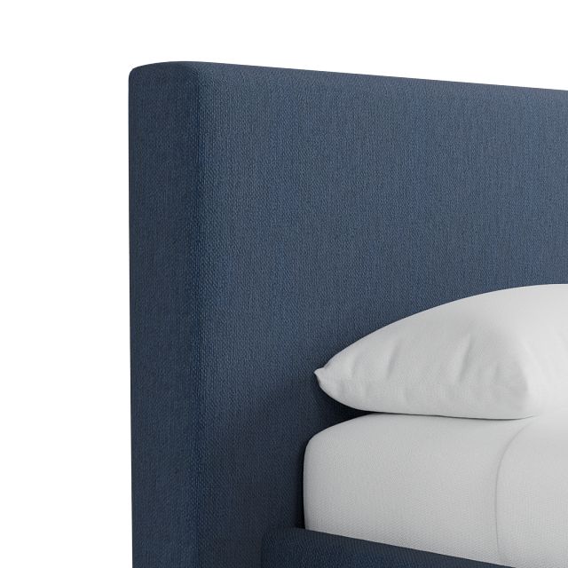 Grayton Revenue Dark Blue 44" Upholstered Platform Bed