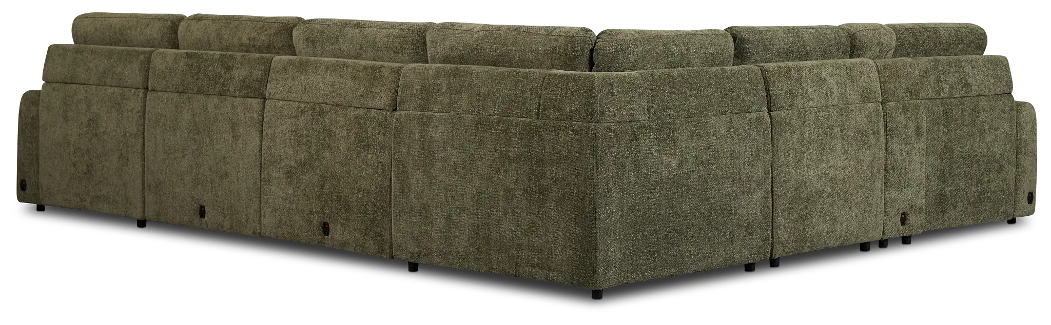 Hendrix Green Fabric Large Triple Power Right Extension Chaise Sectiona Hendrix Green Fabric Large Triple Power Right Extension Chaise Sectiona