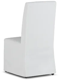 Destination White Long Slipcover Chair With Medium-tone Leg