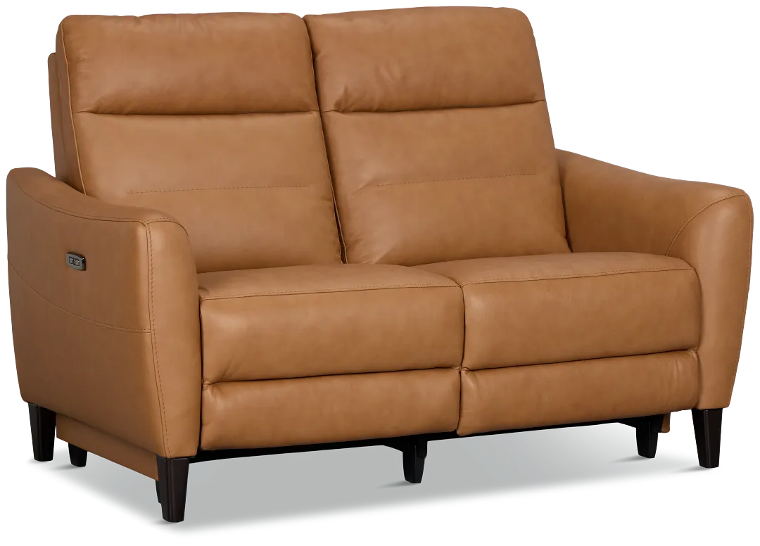 Keaton Brown Lthr/vinyl Power Reclining Loveseat W/ Power Headrest