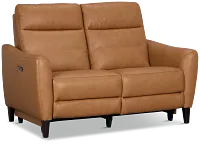 Keaton Brown Lthr/vinyl Power Reclining Loveseat W/ Power Headrest
