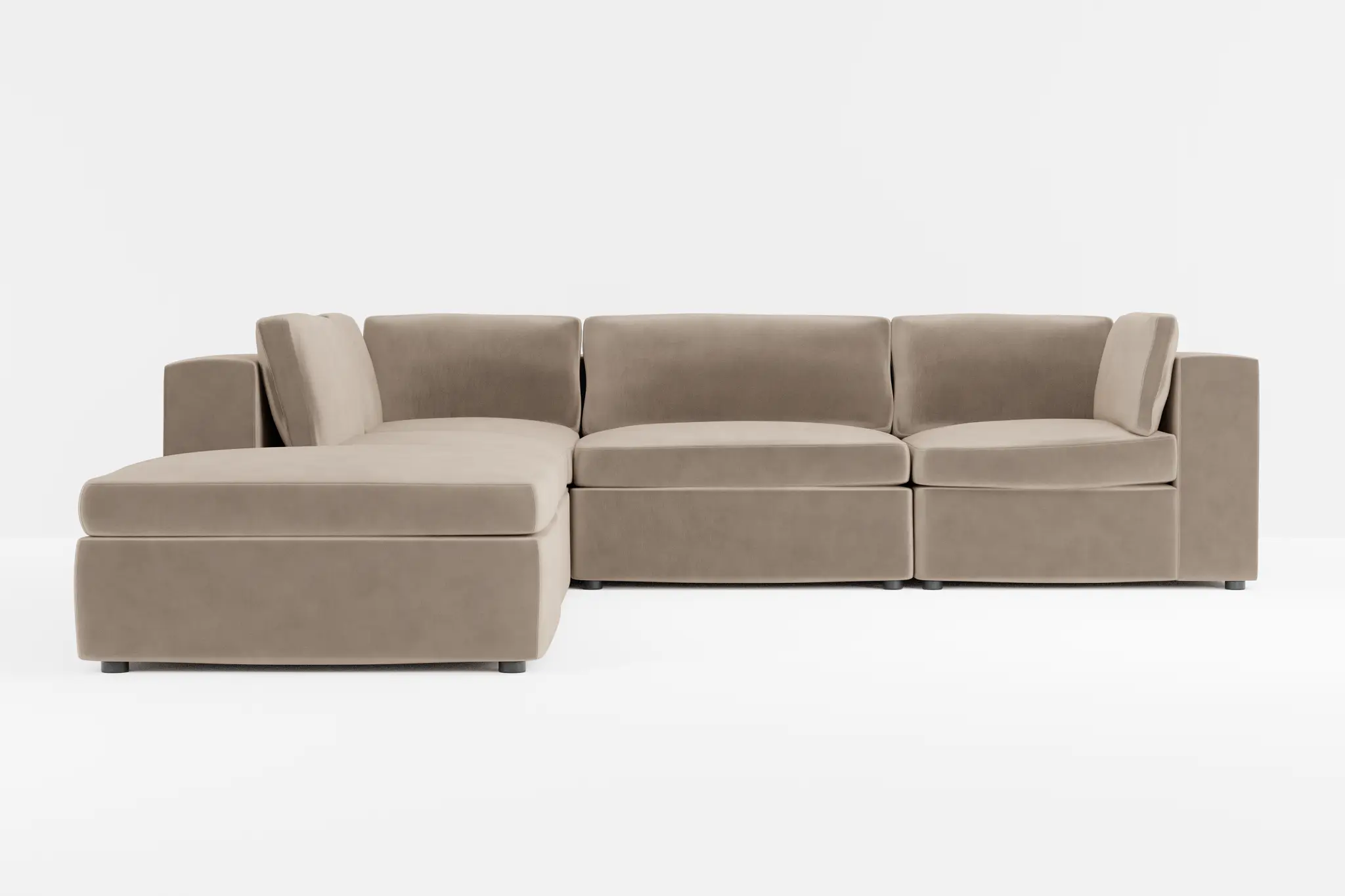 Destin Joya Beige Velvet 5pc Bumper Sectional Destin Joya Beige Velvet 5pc Bumper Sectional