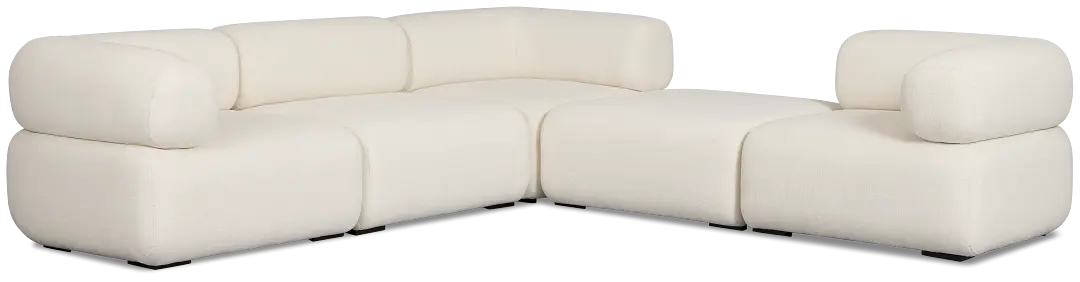 Celeste Light Beige Fabric 5-piece Modular Sectional With Armless Ottoman Celeste Light Beige Fabric 5-piece Modular Sectional With Armless Ottoman