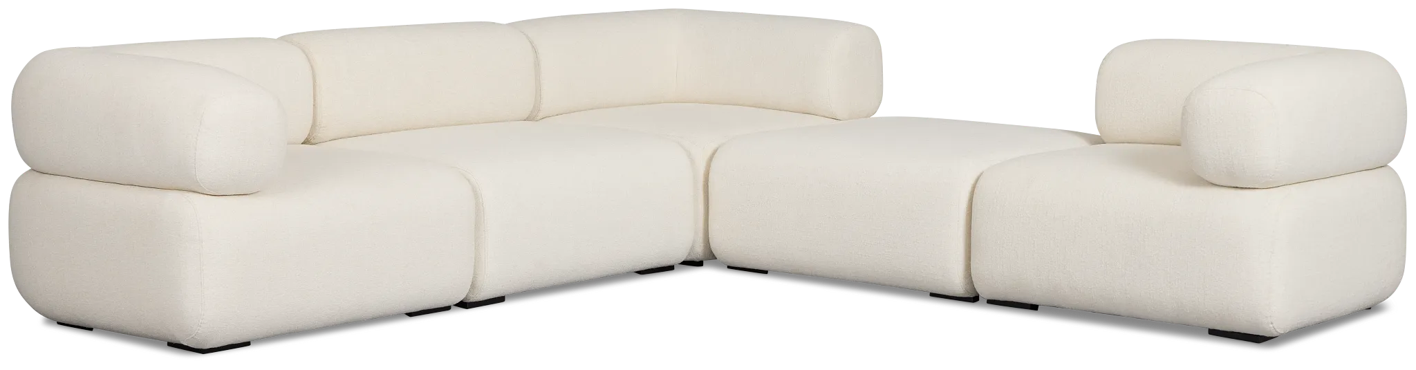 Celeste Light Beige Fabric 5-piece Modular Sectional With Armless Ottoman