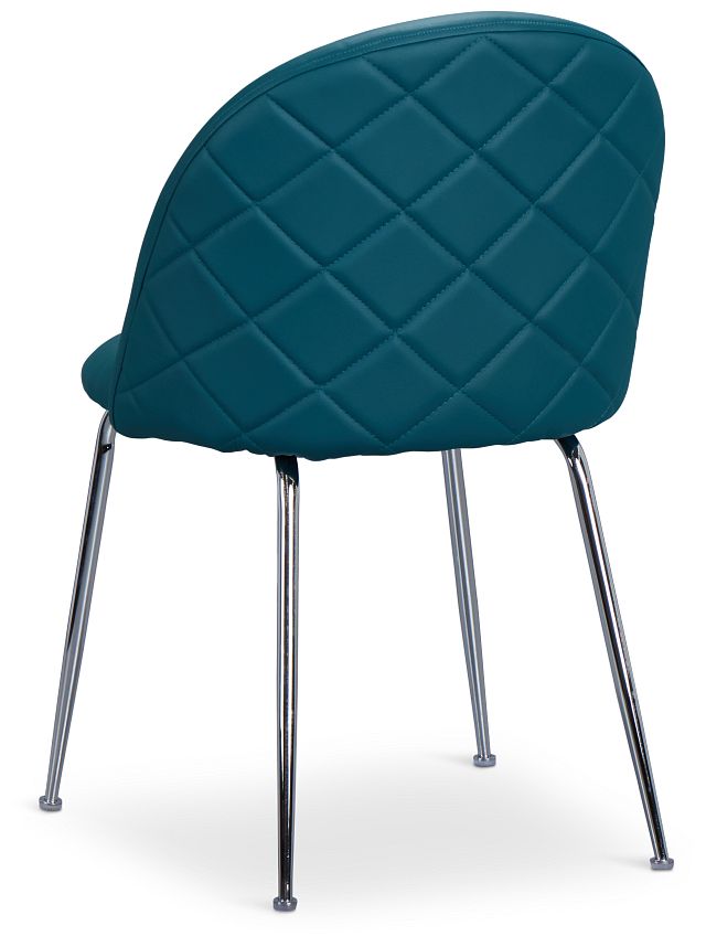 Capri Teal Micro Upholstered Side Chair W/ Chrome Legs