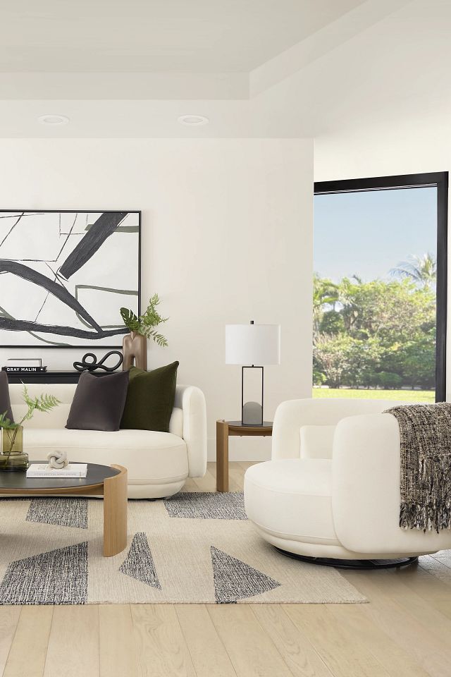 Presley White Fabric Sofa