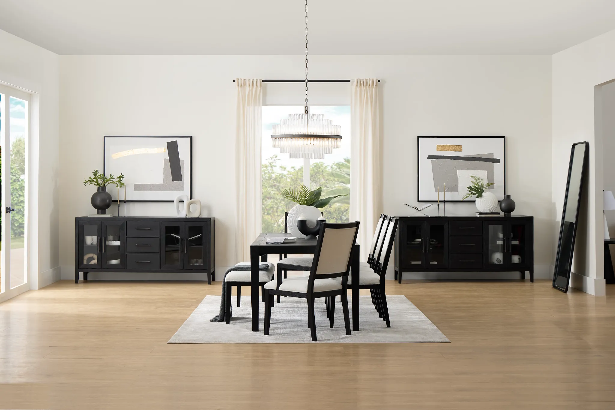 Alden Black Upholstered Dining Bench