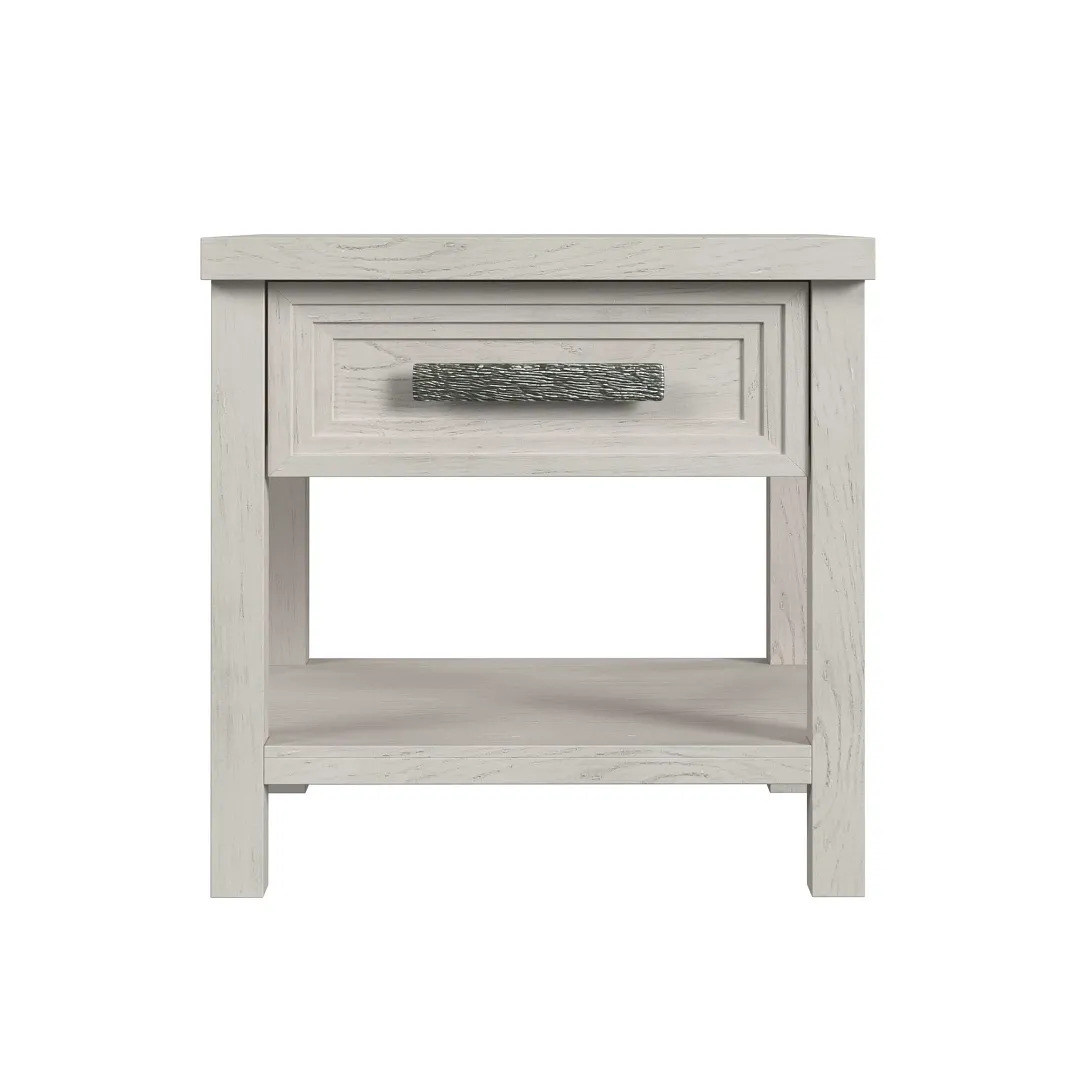 Sansa White Square End Table