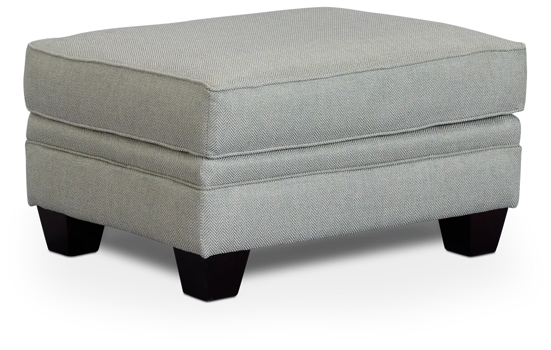 Avery Light Green Fabric Ottoman