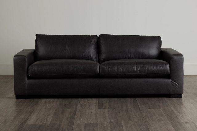 Bohan 89" Black Leather Sofa