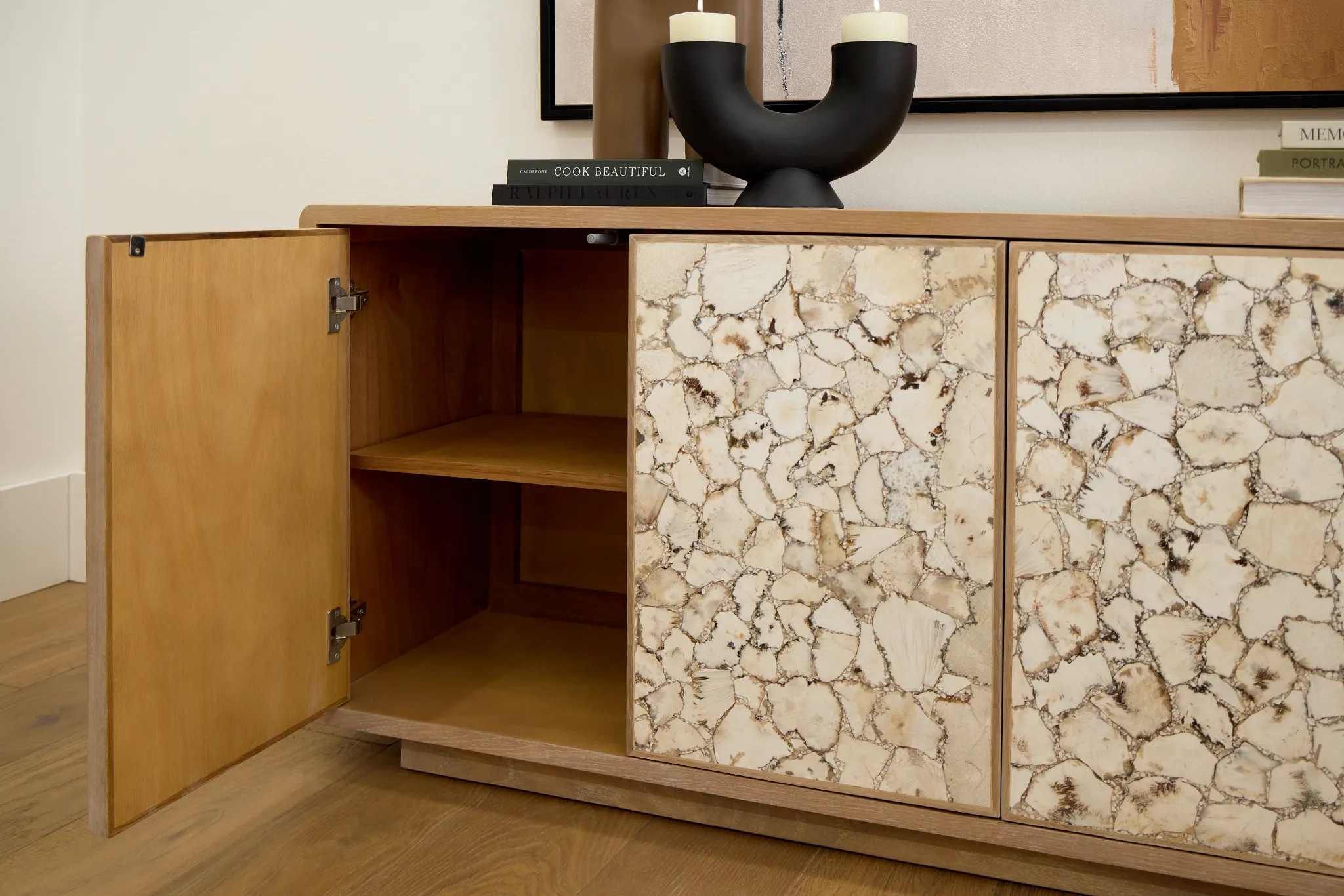 Sieni Light Tone Stone Credenza