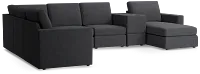 Citymod Dark Gray Fabric Large Right Chaise Sectional With Storage Console