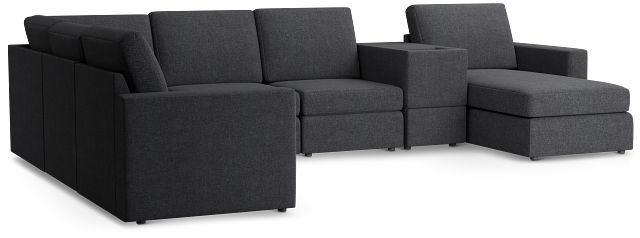 Citymod Dark Gray Fabric Large Right Chaise Sectional With Storage Console