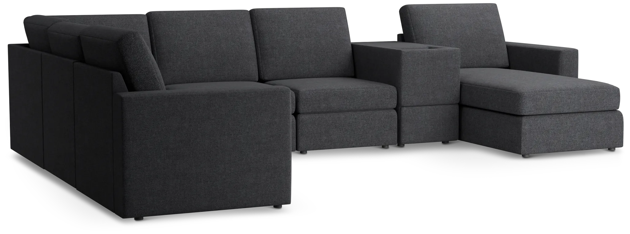 Citymod Dark Gray Fabric Large Right Chaise Sectional With Storage Console