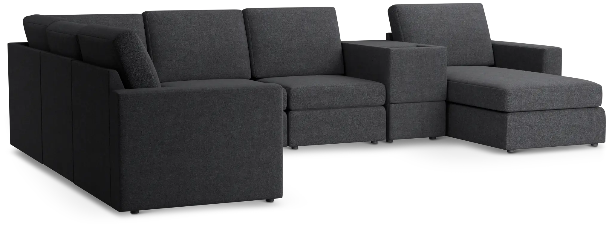 Citymod Dark Gray Fabric Large Right Chaise Sectional With Storage Console Citymod Dark Gray Fabric Large Right Chaise Sectional With Storage Console