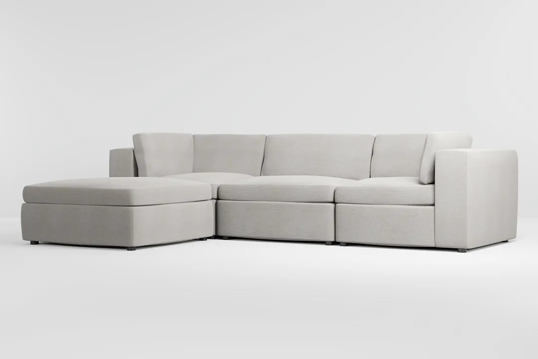 Destin Maguire Pewter Fabric 4-piece Bumper Sectional