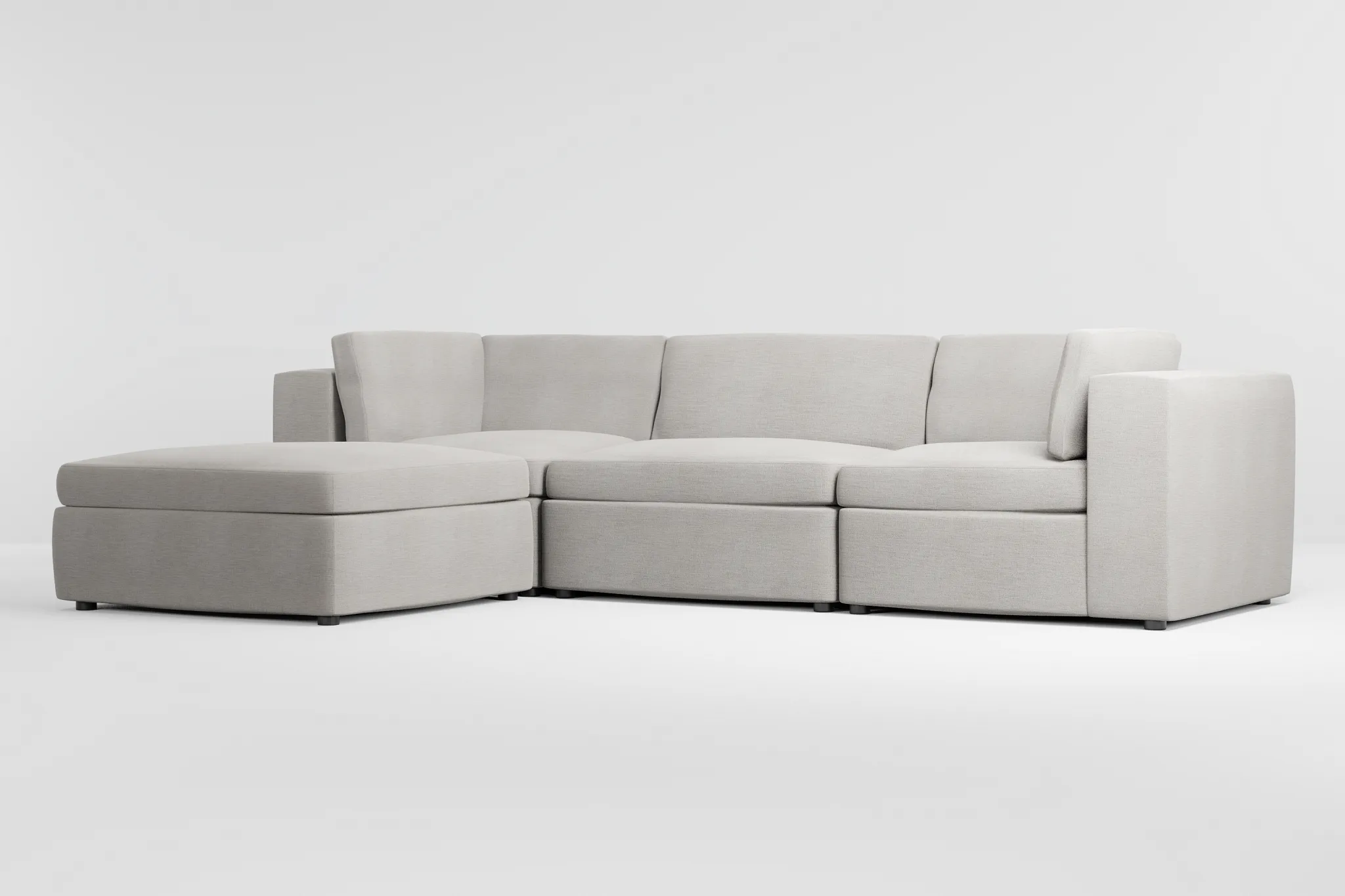 Destin Maguire Pewter Fabric 4-piece Bumper Sectional