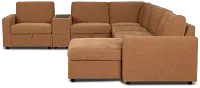 Addie Brown Fabric Medium Right Chaise Sleeper Sectional With Console