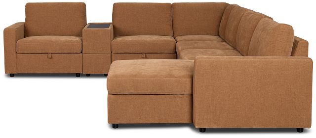 Addie Brown Fabric Medium Right Chaise Sleeper Sectional With Console