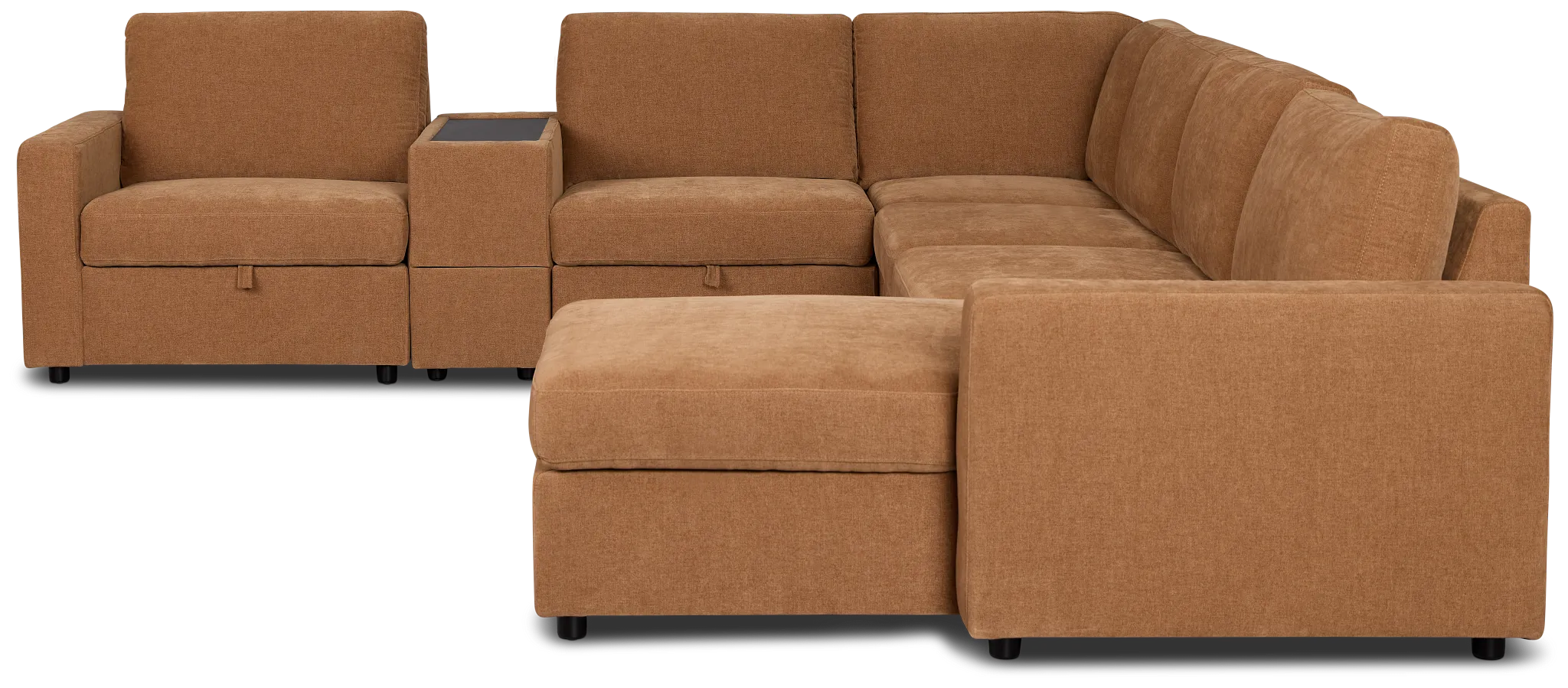 Addie Brown Fabric Medium Right Chaise Sleeper Sectional With Console