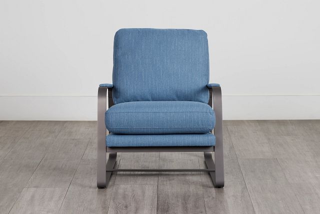 Lex Dark Blue Fabric Accent Chair