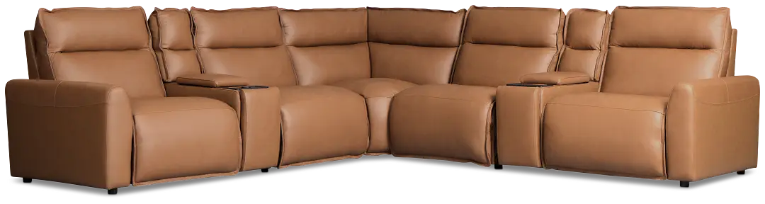 Edison Medium Brown Leather/vinyl Large Dual Power Reclining 2-arm Sectional Edison Medium Brown Leather/vinyl Large Dual Power Reclining 2-arm Sectional