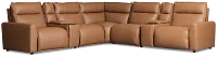 Edison Medium Brown Leather/vinyl Large Dual Power Reclining 2-arm Sectional