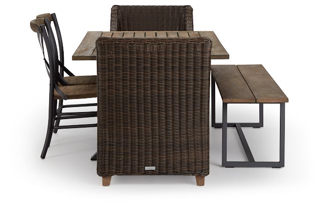 Canyon Dark Brown Gray 72" Rectangular Table & Mixed Chairs (3)