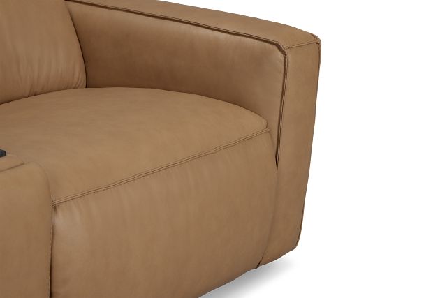 Ryland Brown Lthr/vinyl Power Reclining Console Sofa