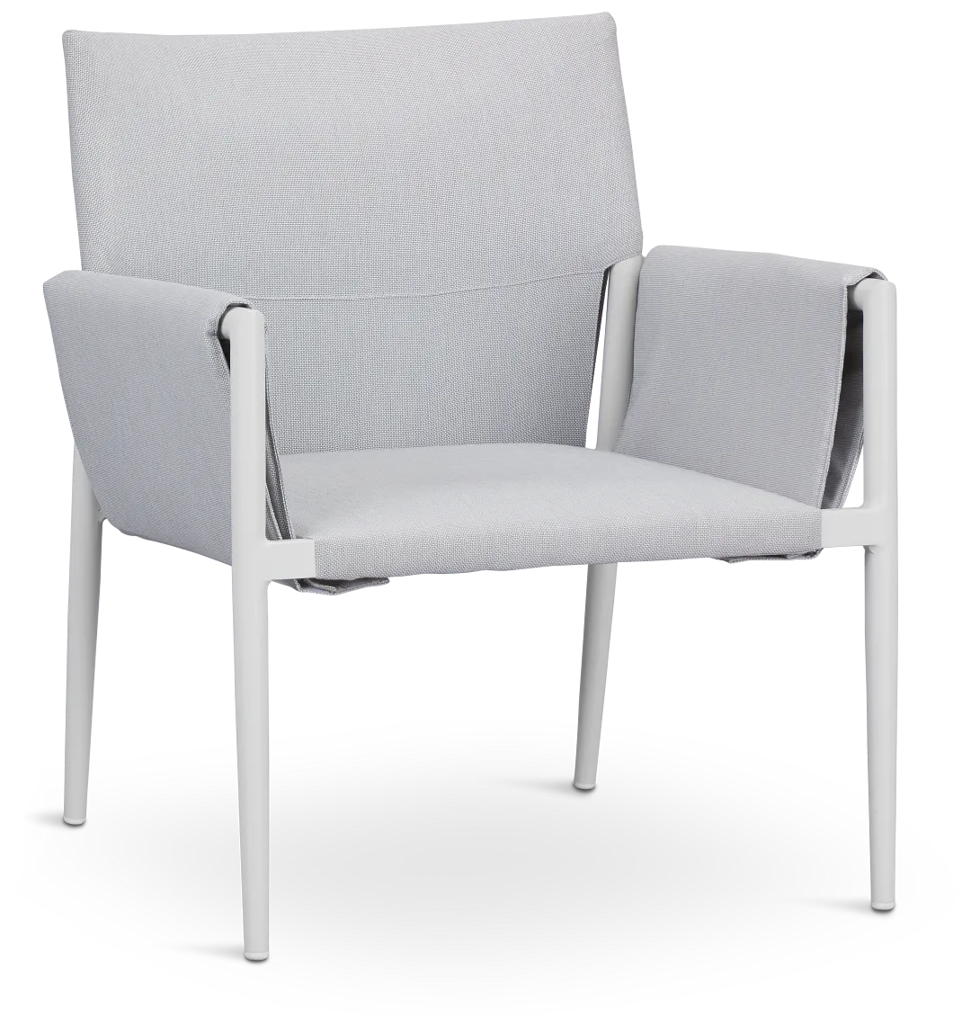 Barbados White Aluminum Sling Arm Chair