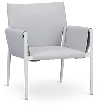 Barbados White Aluminum Sling Arm Chair