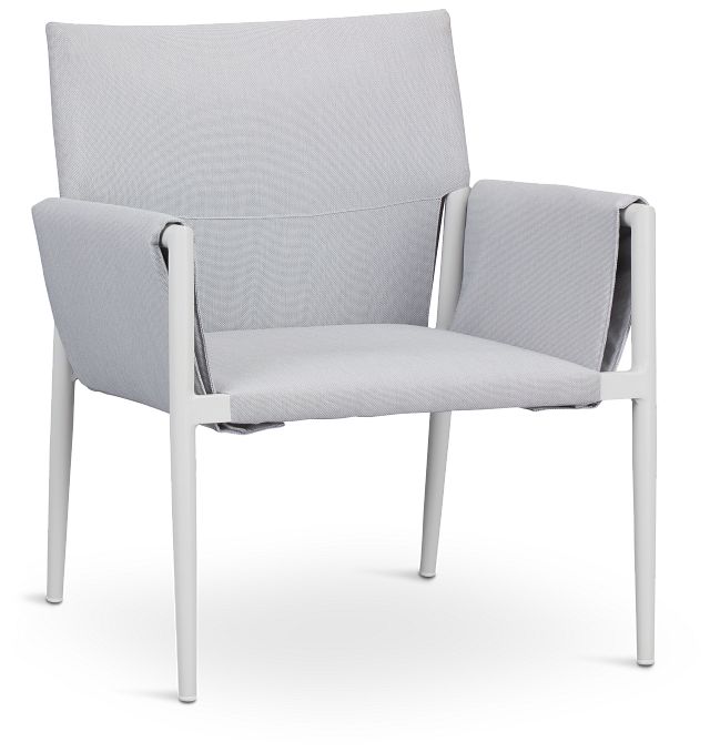 Barbados White Aluminum Sling Arm Chair