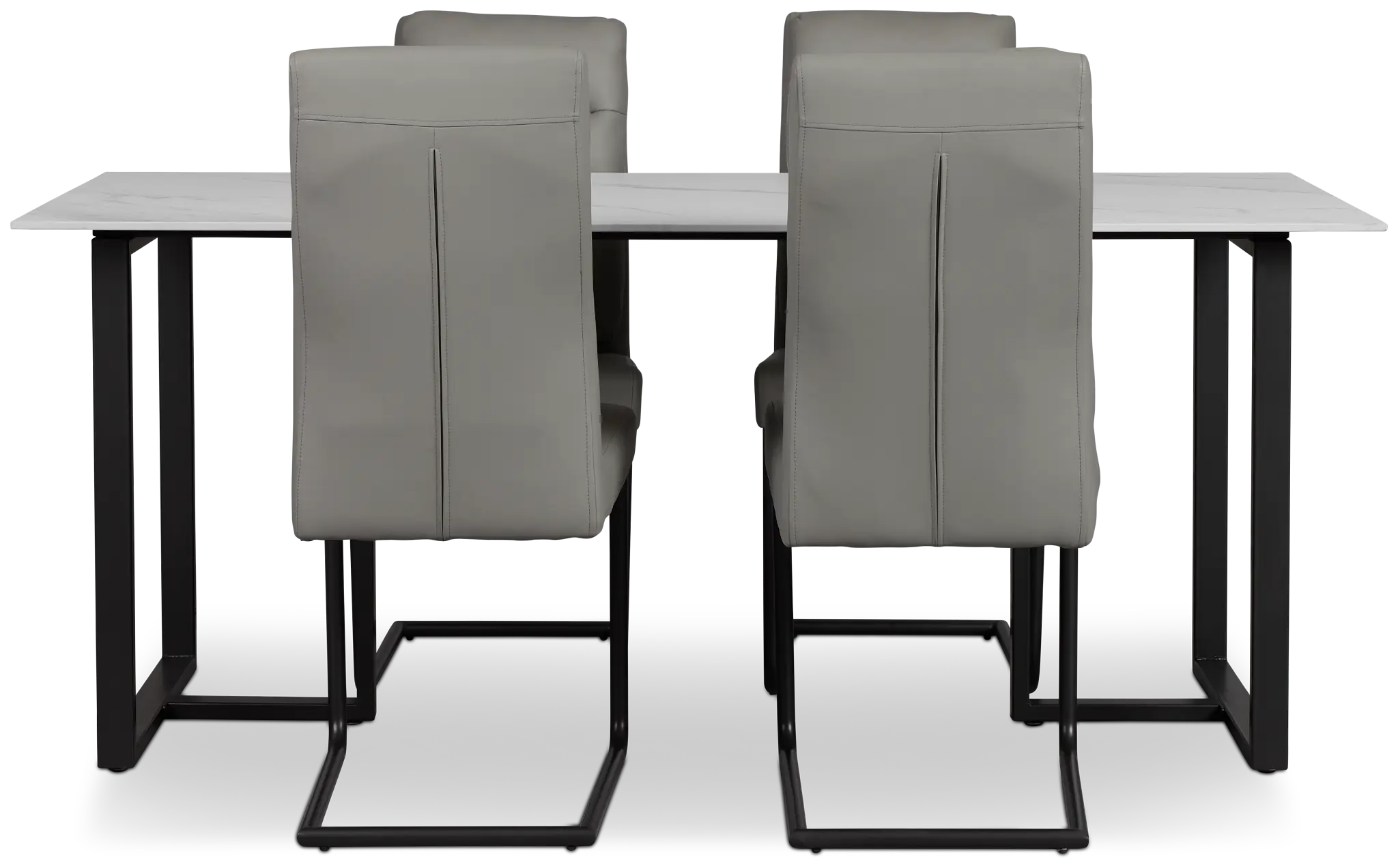 Paxton White Rect Table & 4 Gray Upholstered Chairs Paxton White Rect Table & 4 Gray Upholstered Chairs