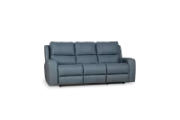 Summit Blue Lthr/vinyl Power Reclining Sofa W/ Power Headrest