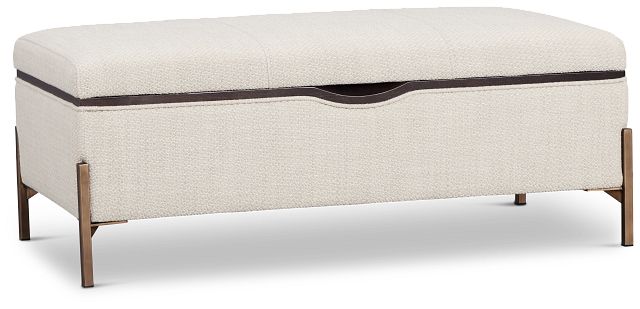 Karissa Dark Beige Rect Storage Accent Ottoman