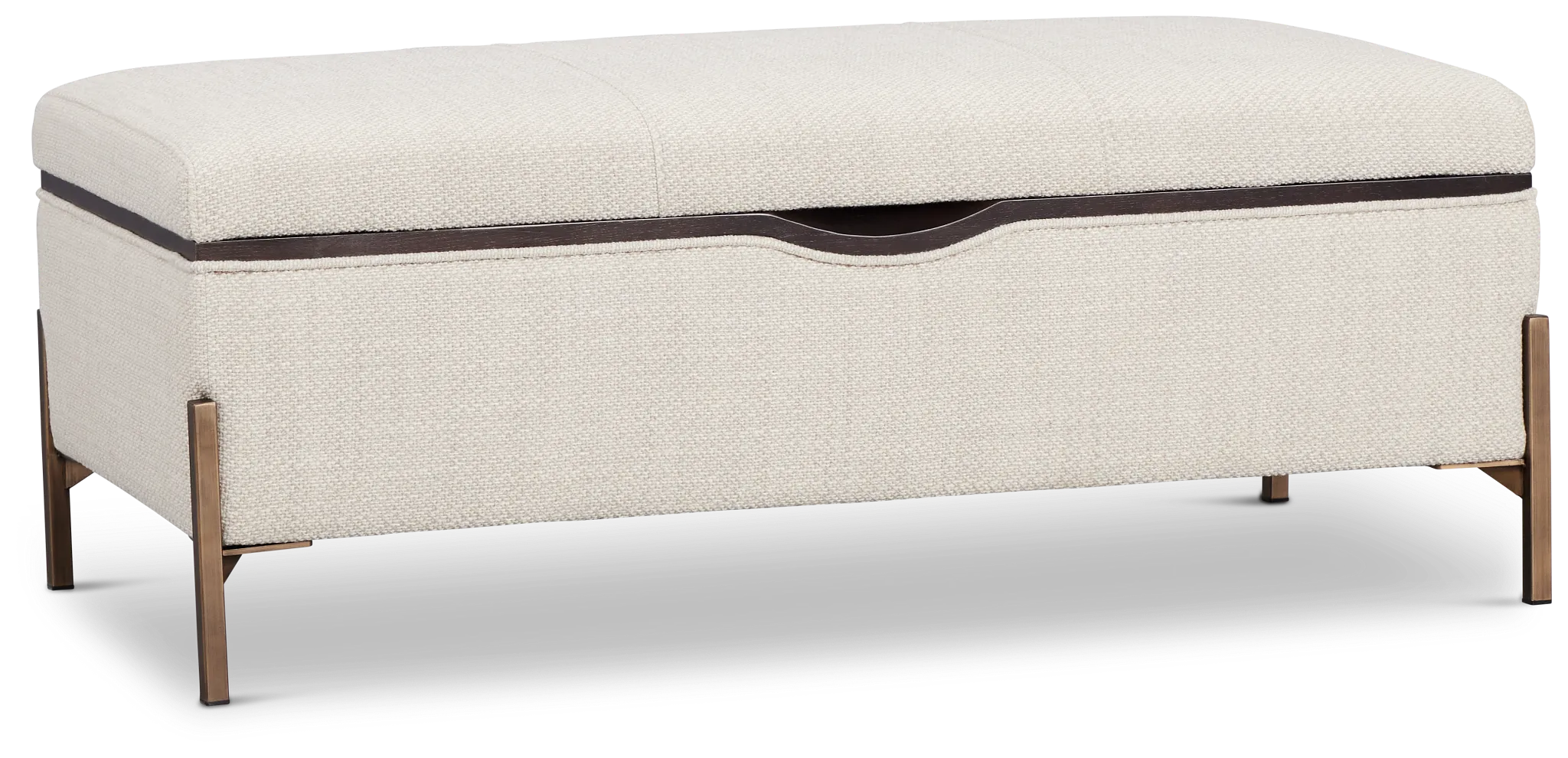 Karissa Dark Beige Rect Storage Accent Ottoman