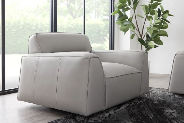 Blanca Gray Leather Swivel Chair