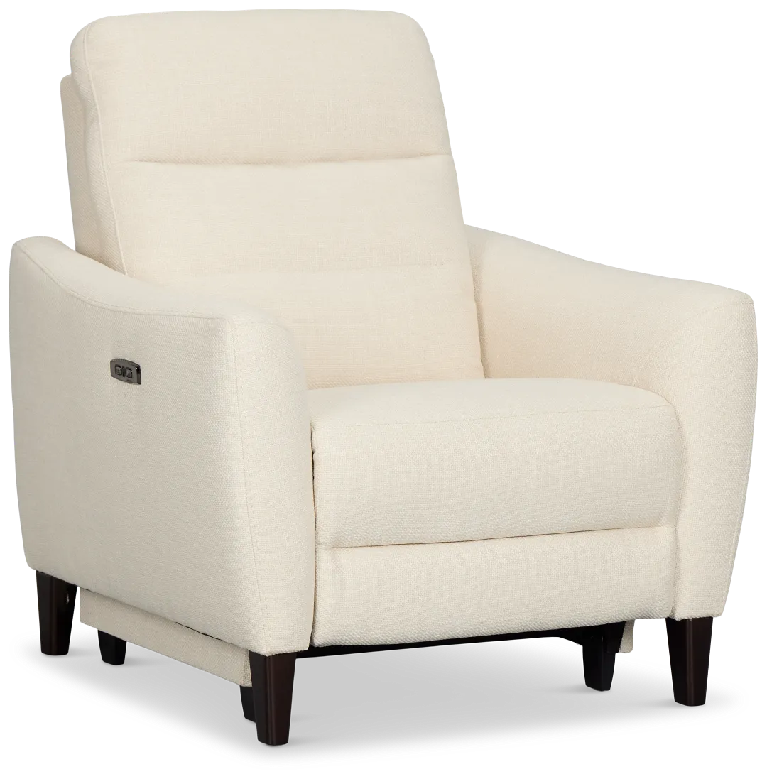 Keaton White Fabric Power Recliner With Power Headrest