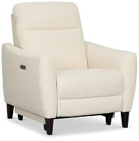 Keaton White Fabric Power Recliner With Power Headrest