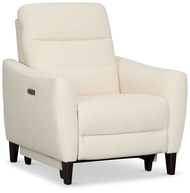 Keaton White Fabric Power Recliner With Power Headrest