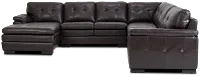 Braden Dark Brown Leather Large Left Chaise Sectional