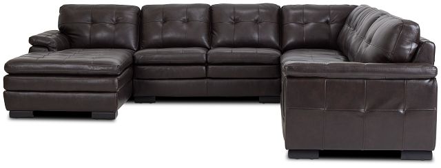 Braden Dark Brown Leather Large Left Chaise Sectional