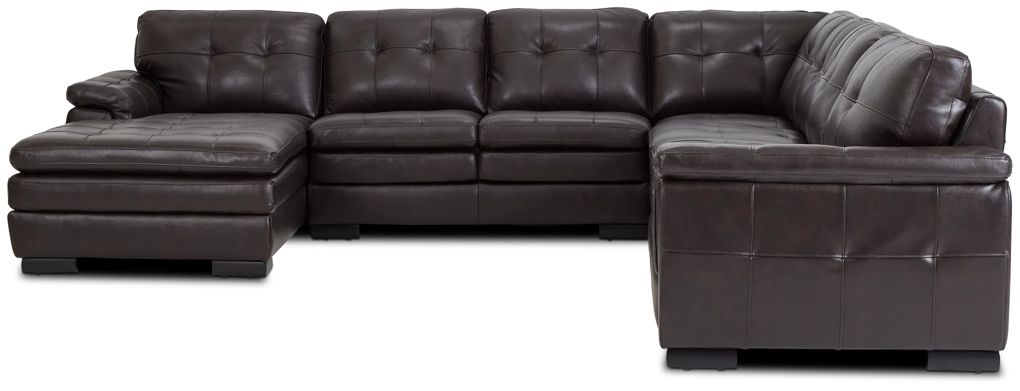 Braden Dark Brown Leather Large Left Chaise Sectional